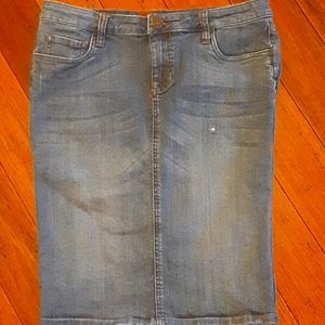 Kut from the Kloth Distressed denim pencil skirt